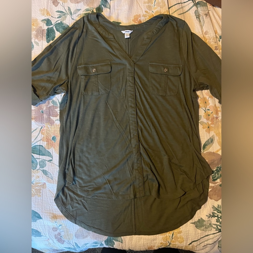 Dark Green button blouse
